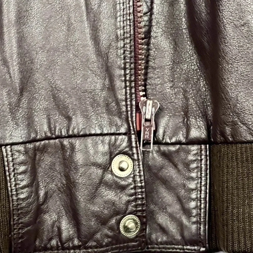 Members Only Men's 1X  Bomber Jacket‎ Brown Genuine Leather Vintage